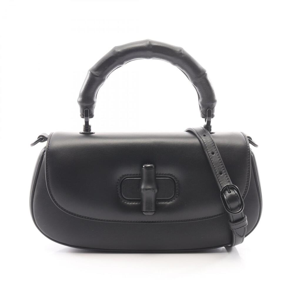 Gucci Bamboo Diva 2Way Crossbody Bag Leather Black